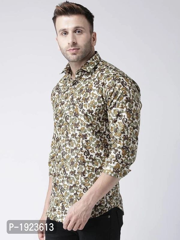 Hangup Multicoloured Cotton Blend Printed Slim Fit Casual Shirt - Size: 42, Chest: 46.0 (inches), Multicoloured