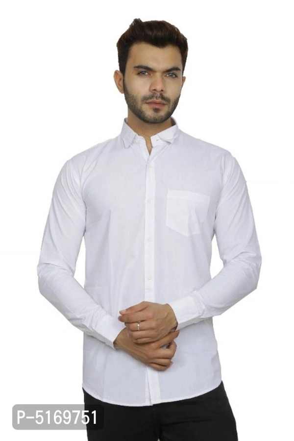 Trendy Stylish Cotton Long Sleeve Solid Formal Shirt - XL, White