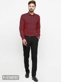 Cotton Long Sleeve Fully Stitched Formal Shirt for Men - L, Maroon