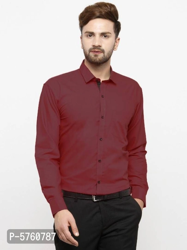 Cotton Long Sleeve Fully Stitched Formal Shirt for Men - L, Maroon