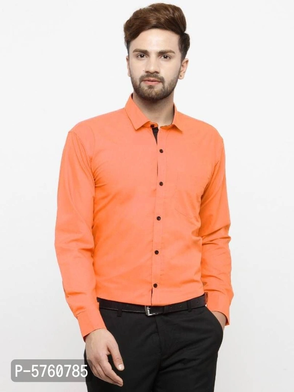 Cotton Long Sleeve Fully Stitched Formal Shirt for Men - XL, Orange