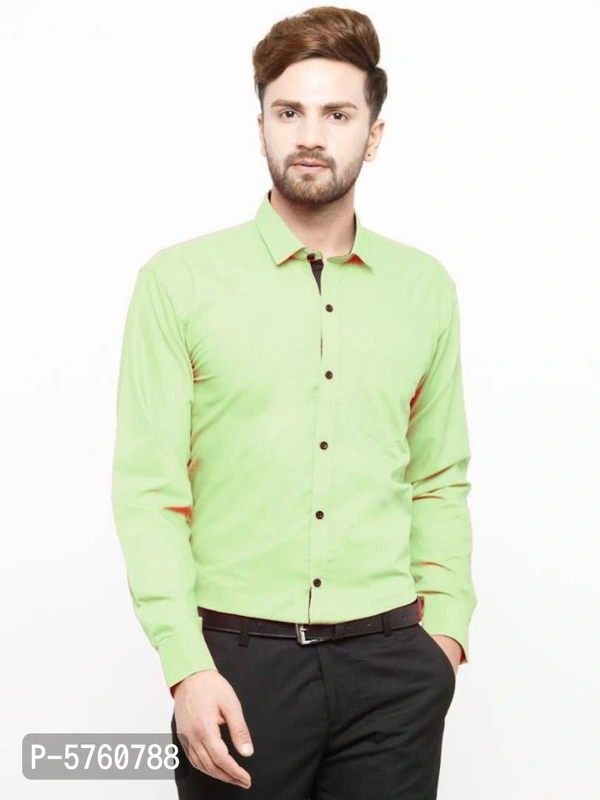 Cotton Long Sleeve Fully Stitched Formal Shirt for Men - XL, Green