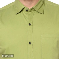 Stylish Cotton Green Solid Slim Fit Short Sleeves Shirt For Men - Green, 2XL