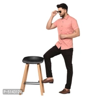 Stylish Cotton Peach Solid Slim Fit Short Sleeves Shirt For Men - L, Peach