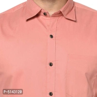 Stylish Cotton Peach Solid Slim Fit Short Sleeves Shirt For Men - Peach, 3XL