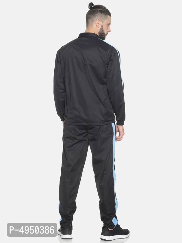 Stunning Black Polyester Self Pattern Track Suit For Men - Black, L