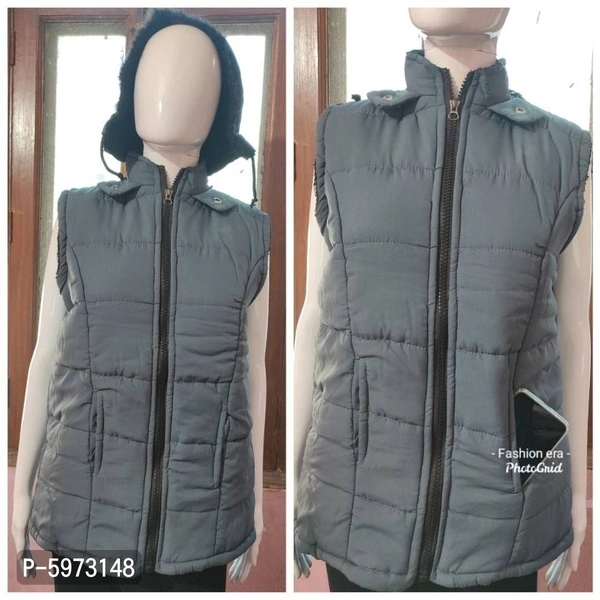 Elegant Soft Fur Solid Winter Jacket For Women - 2XL:42, Grey