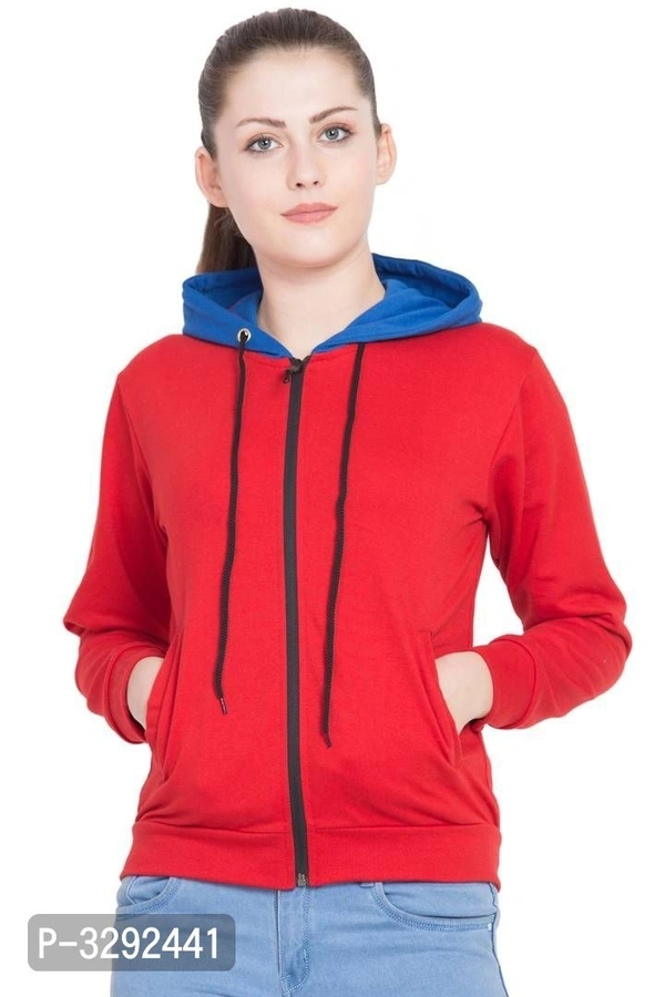 Women's stylish Red Fleece Hoodies - L, Red