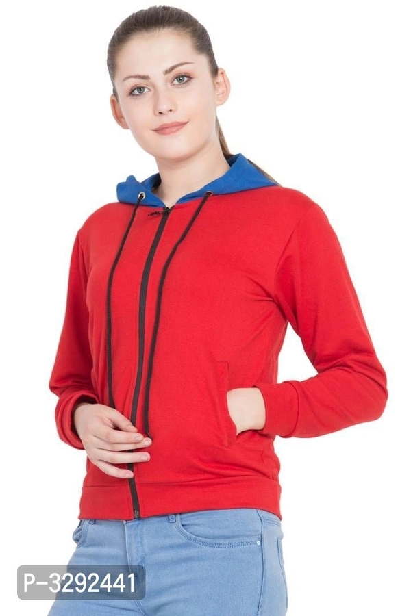 Women's stylish Red Fleece Hoodies - L, Red