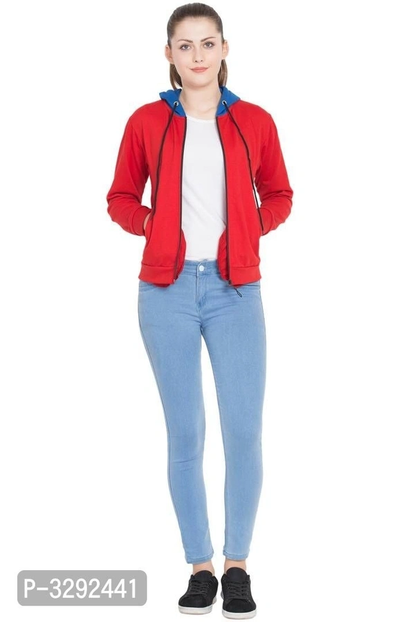 Women's stylish Red Fleece Hoodies - L, Red