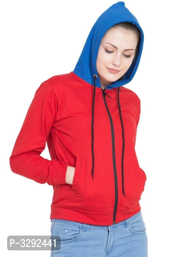 Women's stylish Red Fleece Hoodies - L, Red