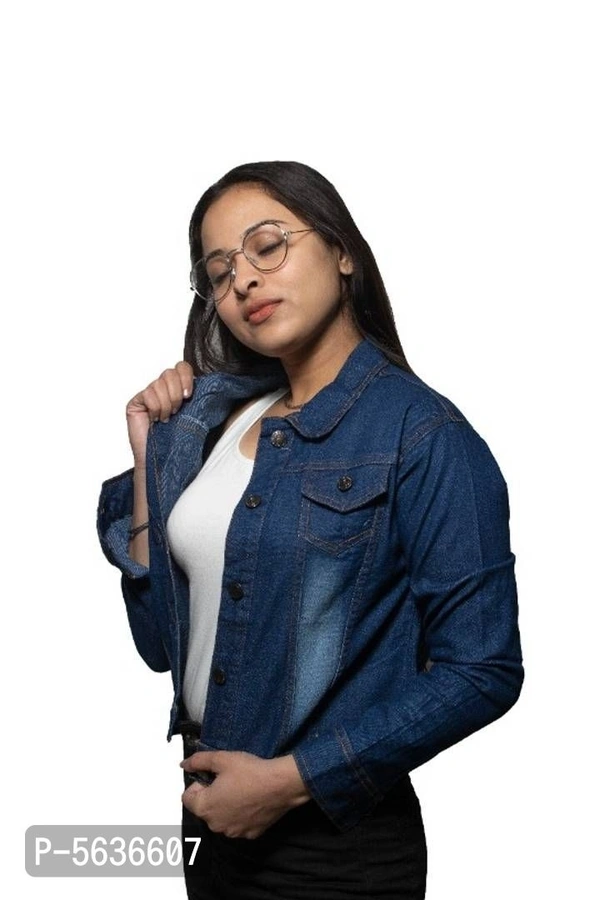 Trendy DENIM Jacket for Women - Navy Blue, L