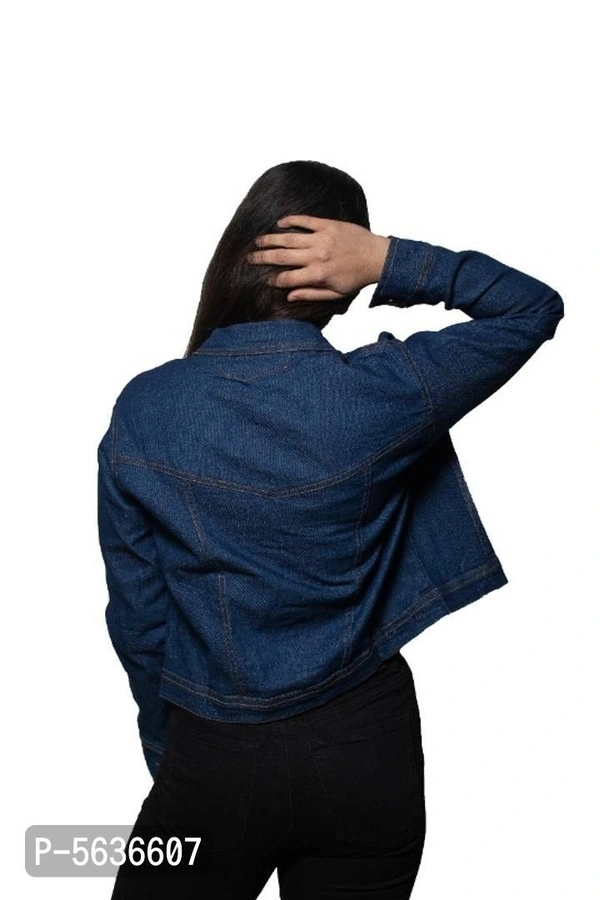 Trendy DENIM Jacket for Women - Navy Blue, L