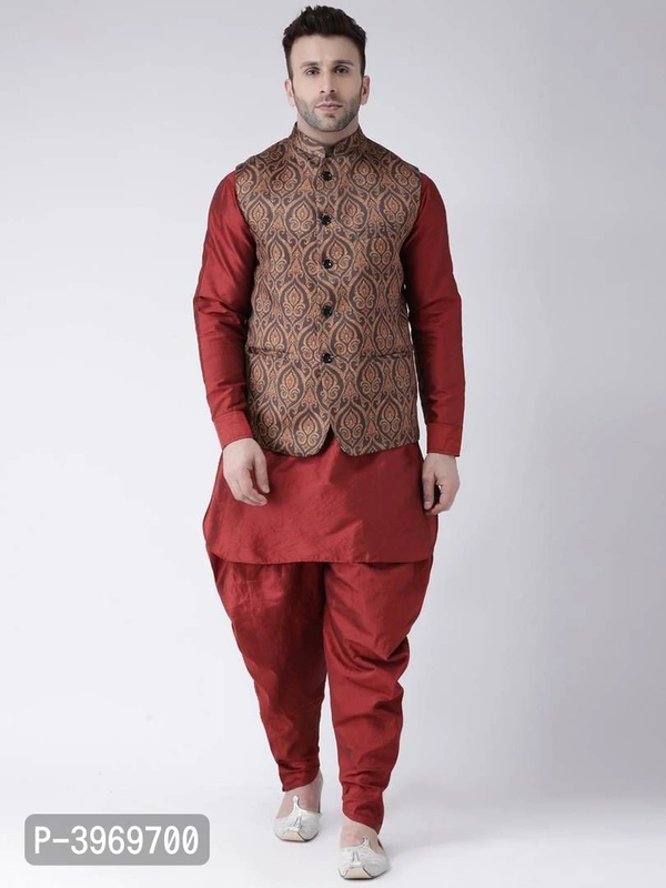 Blend Printed Ethnic Jacket For Men - 40, Brown