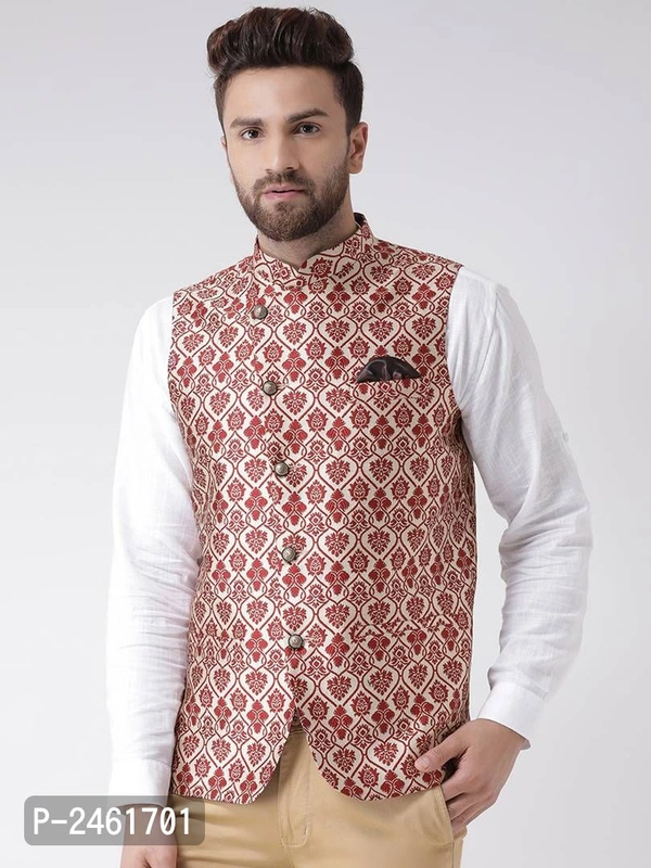 Multicoloured Polyester Blend Printed Nehru Jackets - 40, Multicoloured