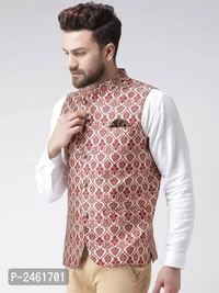 Multicoloured Polyester Blend Printed Nehru Jackets - 44, Multicoloured