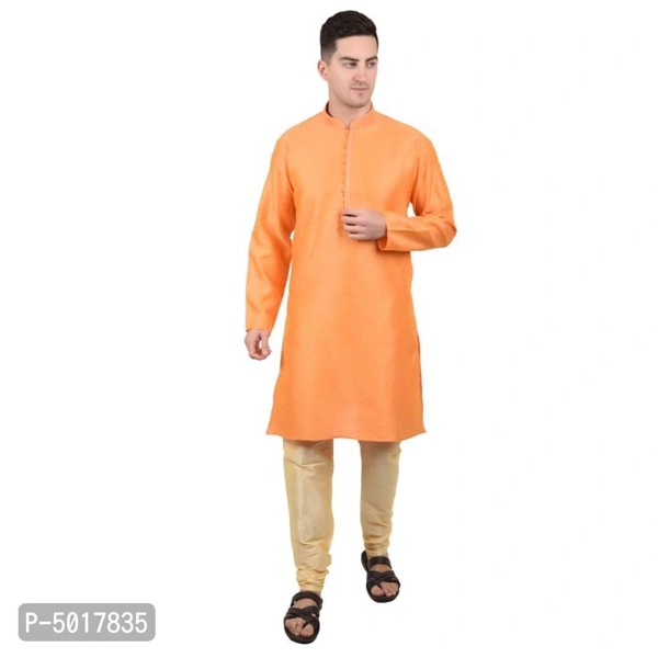 Trendy Stylish Cotton Kurta Set for Men - Orange, XL