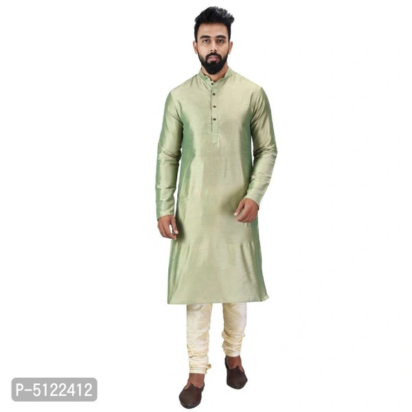Trendy Blended Kurta & Bottom Set for Men - XL, Olive