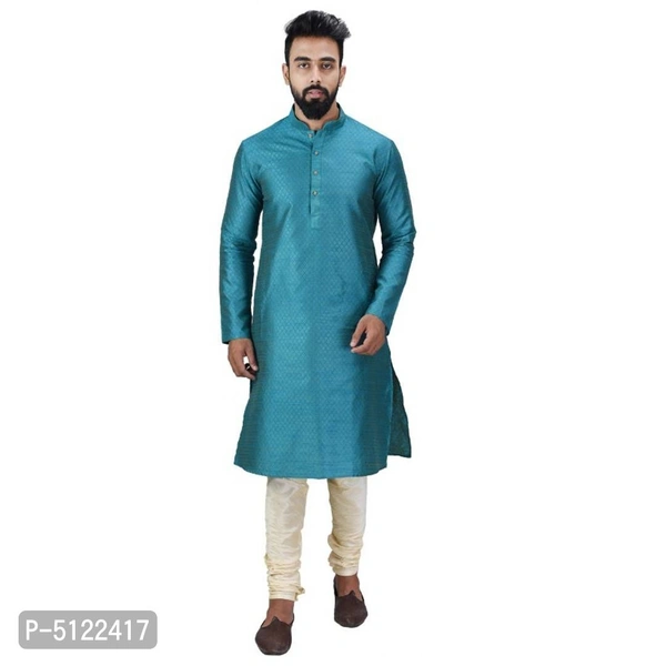 Trendy Blended Kurta & Bottom Set for Men - L, Green