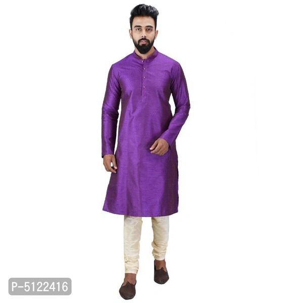 Trendy Blended Kurta & Bottom Set for Men - M, Magenta