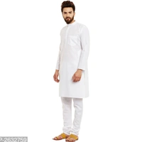 Eid Special Cotton Kurta Pyjama Set For Mens - White, 2XL