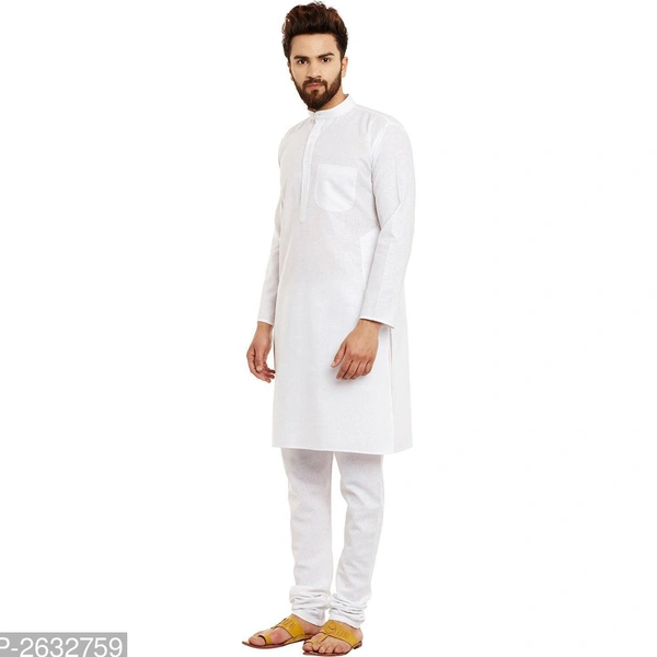 Eid Special Cotton Kurta Pyjama Set For Mens - White, 2XL