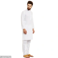 Eid Special Cotton Kurta Pyjama Set For Mens - White, 2XL