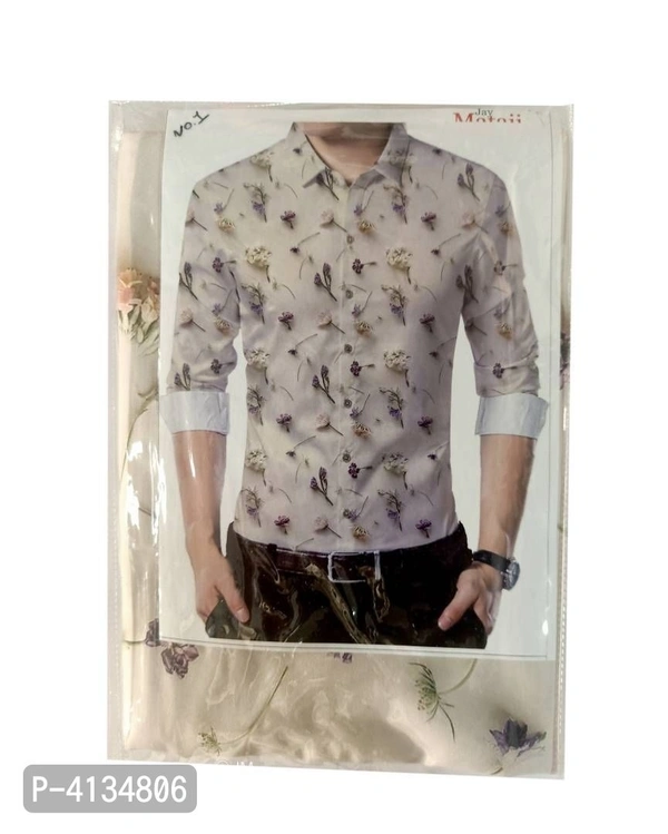 White Poly Blend Unstitched Shirt Piece - White, L