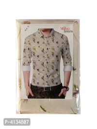 Off White Poly Blend Unstitched Shirt Piece - Off White, M