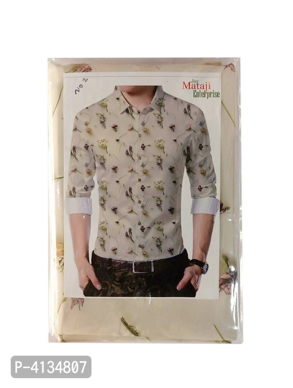 Off White Poly Blend Unstitched Shirt Piece - Off White, M