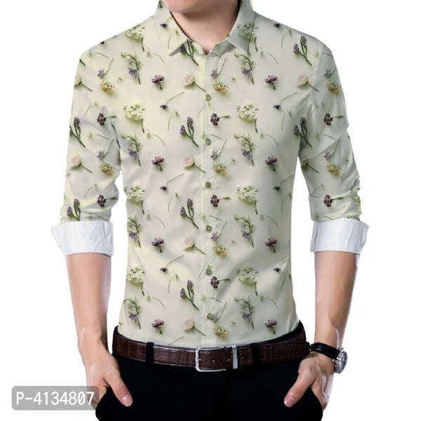 Off White Poly Blend Unstitched Shirt Piece - Off White, M