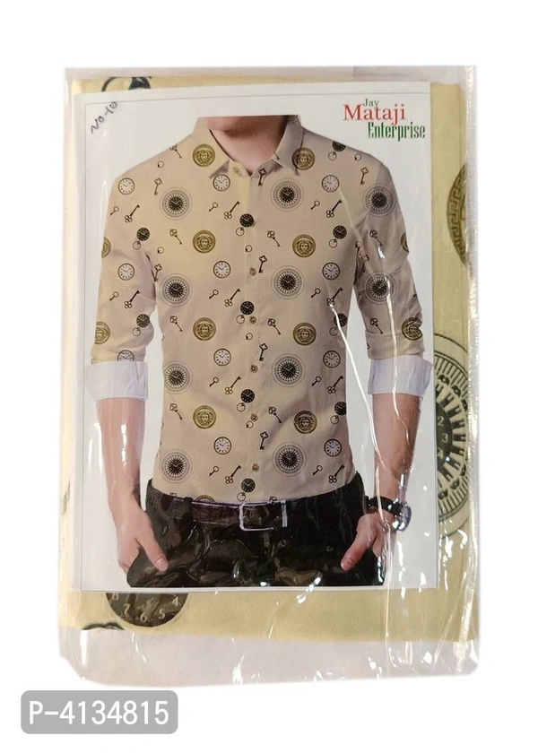 Yellow Poly Blend Unstitched Shirt Piece - Yellow, L