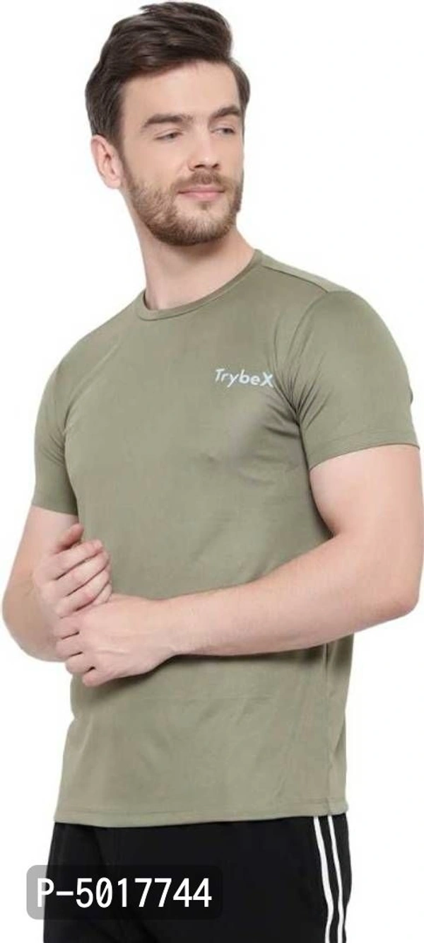 Men Solid Round Neck T-Shirt - M, Beige