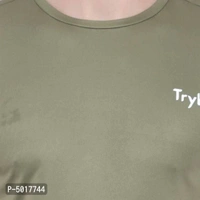 Men Solid Round Neck T-Shirt - M, Beige