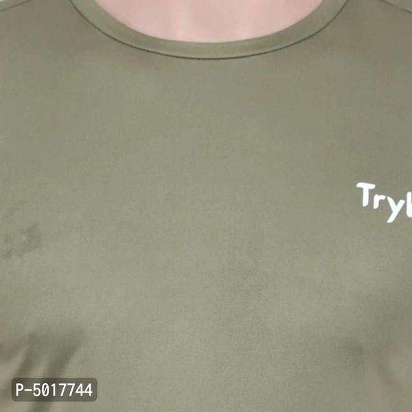 Men Solid Round Neck T-Shirt - M, Beige