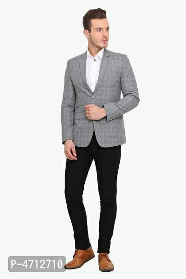 Fashionable Grey Polyviscose Jacket For Men - Grey, M(38 inches)