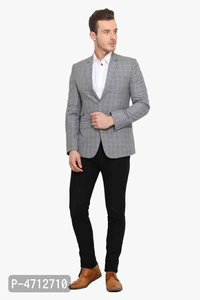 Fashionable Grey Polyviscose Jacket For Men - Grey, M(38 inches)