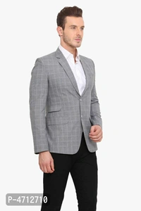 Fashionable Grey Polyviscose Jacket For Men - Grey, M(38 inches)