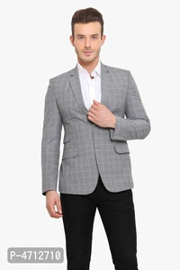 Fashionable Grey Polyviscose Jacket For Men - Grey, M(38 inches)