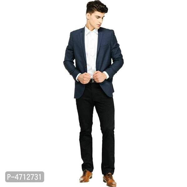 Fashionable Blue Polyviscose Jacket For Men - L(40 inches), Blue
