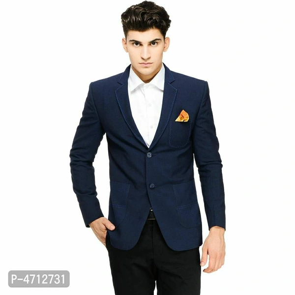 Fashionable Blue Polyviscose Jacket For Men - XL(42 inches), Blue