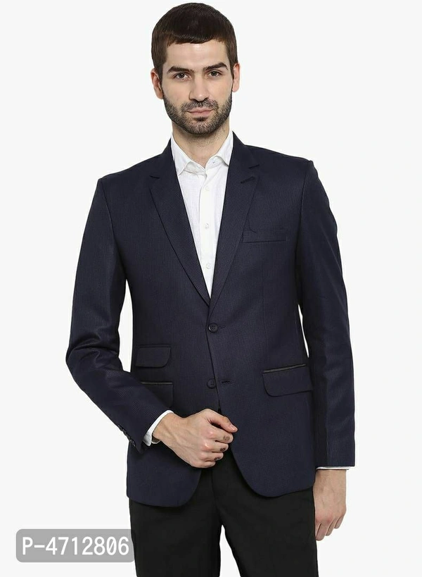 Fashionable Navy Blue Polyviscose Jacket For Men - Navy Blue, M(38 inches)