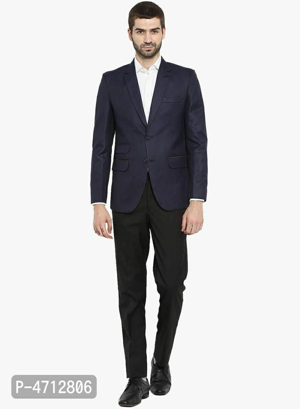Fashionable Navy Blue Polyviscose Jacket For Men - Navy Blue, M(38 inches)