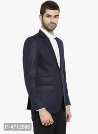 Fashionable Navy Blue Polyviscose Jacket For Men - Navy Blue, M(38 inches)