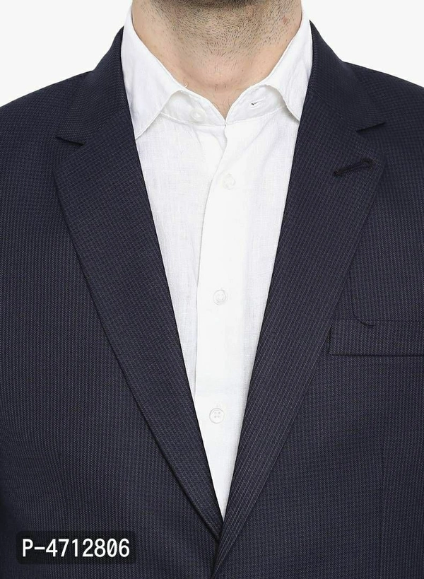 Fashionable Navy Blue Polyviscose Jacket For Men - Navy Blue, M(38 inches)