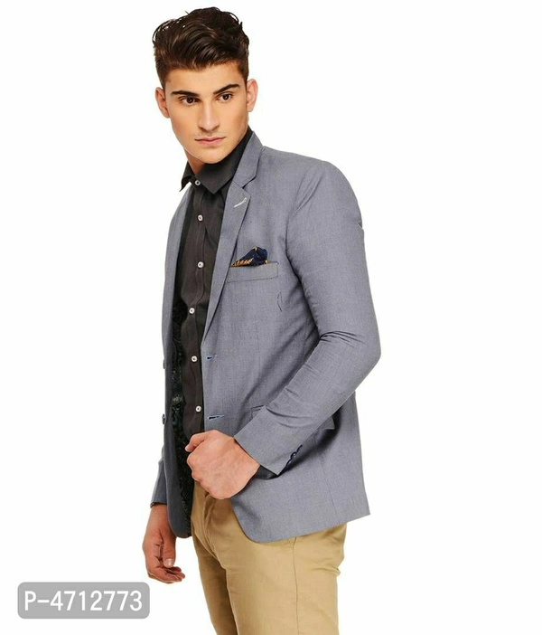 Fashionable Blue Polyviscose Jacket For Men - Blue, M(38 inches)