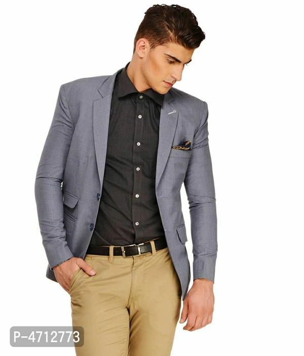 Fashionable Blue Polyviscose Jacket For Men - Blue, M(38 inches)