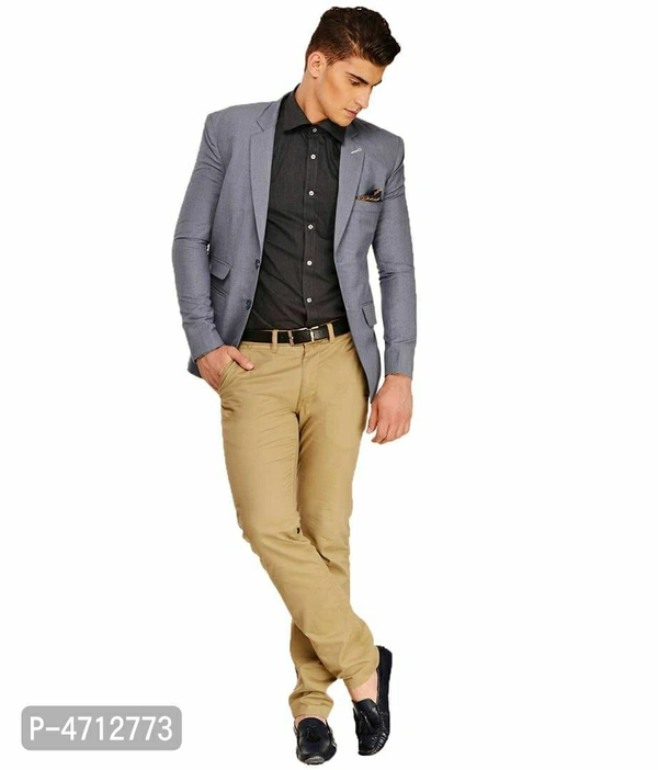 Fashionable Blue Polyviscose Jacket For Men - Blue, L(40 inches)