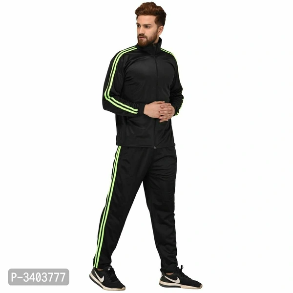Men's Black Polyester Self Pattern Long Sleeves Sporty Jacket - Black, L(40 inches)