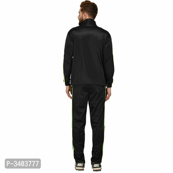 Men's Black Polyester Self Pattern Long Sleeves Sporty Jacket - Black, L(40 inches)